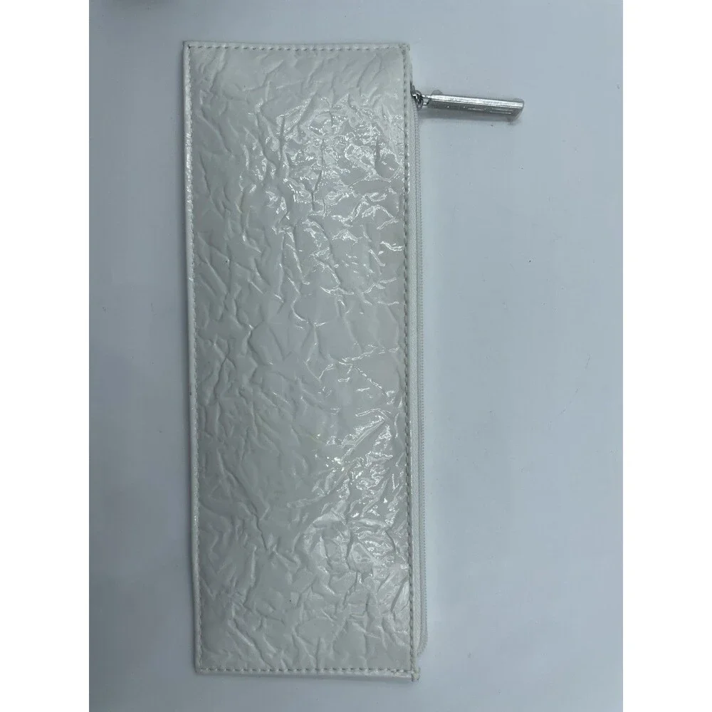 MAC Cosmetics White Faux Leather Makeup Pouch * 13 x 3.5